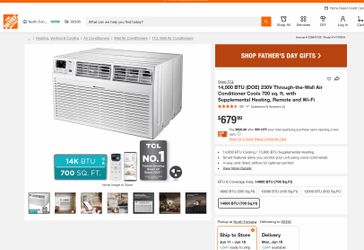 Air conditioner 14,000 BTU TCL Smart AC with voice and app control
