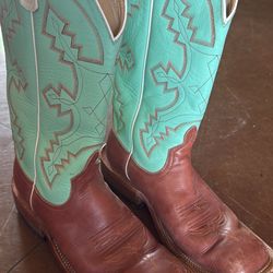 Anderson Bean Size 8 1/2 leather green top cowboy boots