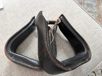 Pair Of Leather covered Horse Saddle stirrups Dark Brown