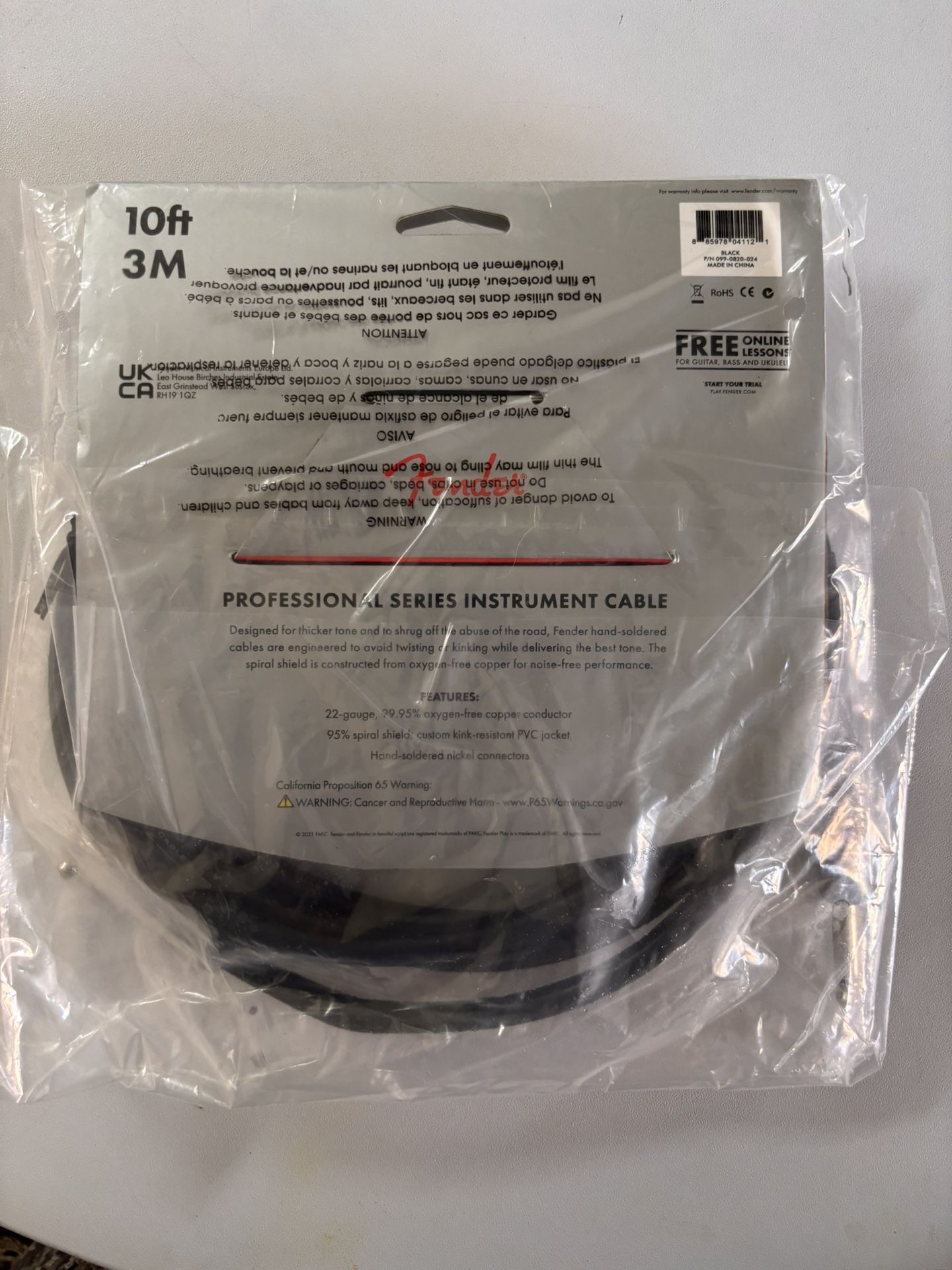Fender PROFESSIONAL SERIES INSTRUMENT CABLE