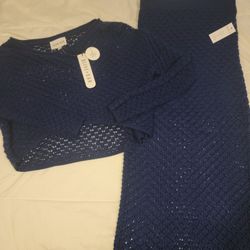 XS NWT Blue Knitter Top And Ankle Length Skirt