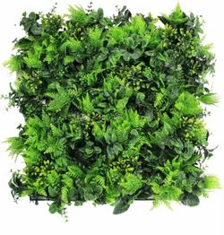 R4） ULAND Artificial Grass Wall Panels, 24pcs 20"x20" Greenery Backdrop Décor 3sqm Faux Plant Hedges Mat, Ivy Leaves Decor for Privacy Screen Fence Co