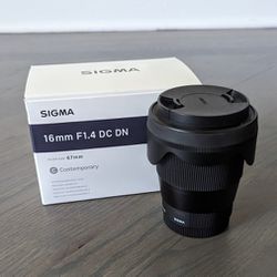 Sigma 16mm F1.4 DC DN Contemporary for Canon EF-M Mount, Filter 67mm
