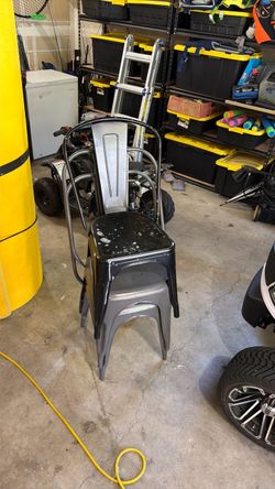 Three metal chairs