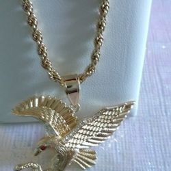 Gold plated torso chain , eagle with zirconia stone