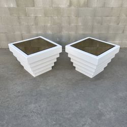1980s Postmodern Pyramidal End Tables 