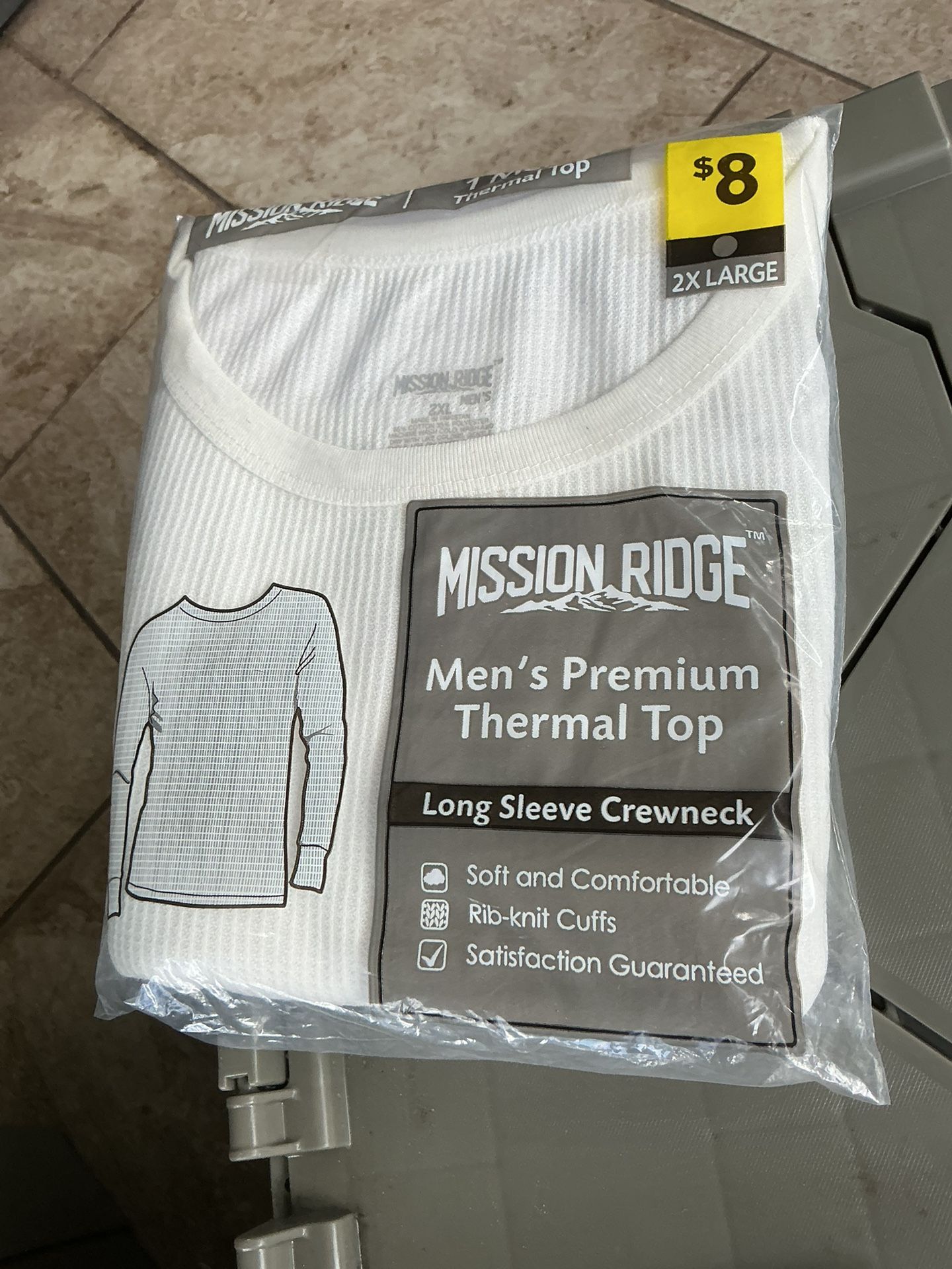 NWT Mission Ridge Men's 2 X-Large Premium Thermal Long Sleeve Crewneck Top