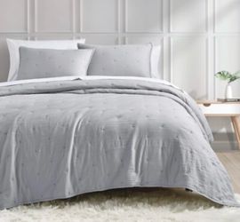 BOURINA Embroidery Quilt set 3-Piece Oversized King Quilt Set Pre-Washed Micr...