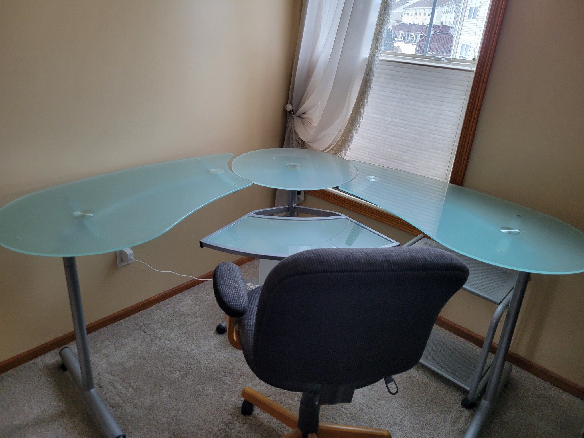 Glass Desk and Office Chair 