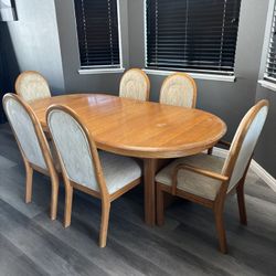 Dining Table With Extension Leaf And 6 Chairs 