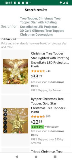 Lighted Star Tree Topper With Projection 