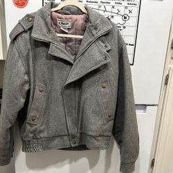 Vintage L’Avion Wool Bomber Flight Jacket Gray Size 40 Men’s Retro Military