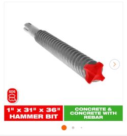 BRAND NEW DIABLO 1 in. x 31 in. x 36 in. Rebar Demon SDS-Max 4-Cutter Full Carbide Head Hammer Drill Bit