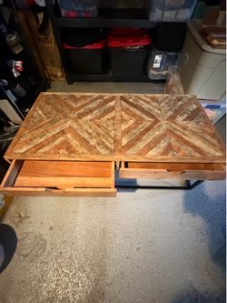 Rustic Industrial Coffee Table with Storage Drawers
