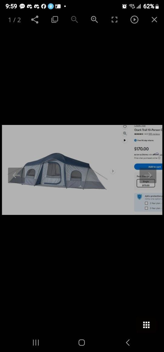 Brand New Ozark Trail 10-Person Cabin Tent, with 3 Entrances