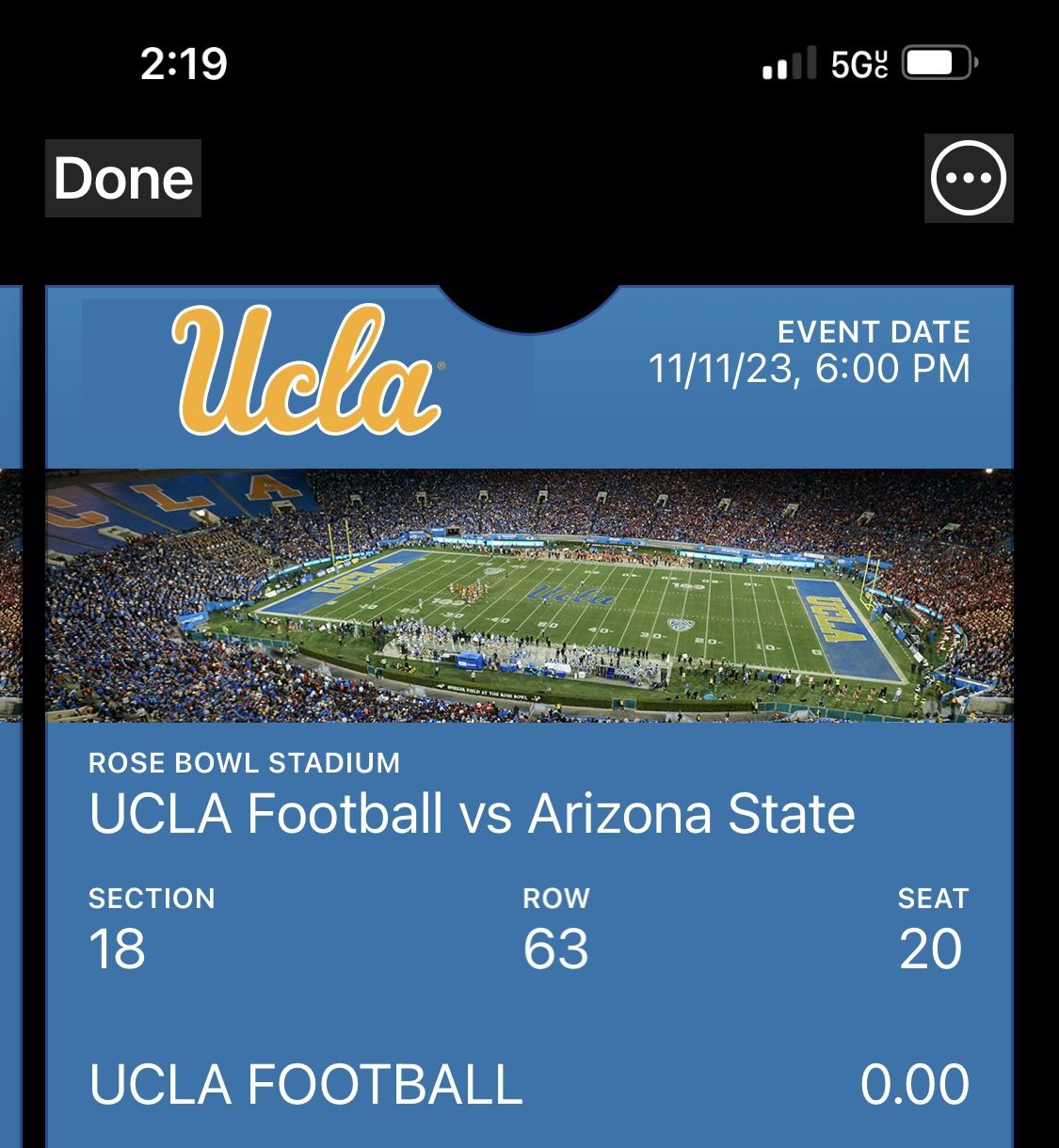 2 UCLA V ASU Tickets At The Rosebowl