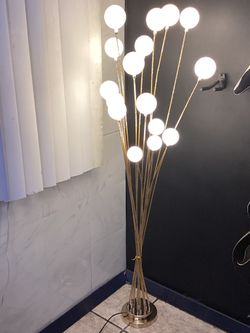 Modern 19-Light Firework Floor Lamp Gold Glass Globe LED Lamp 