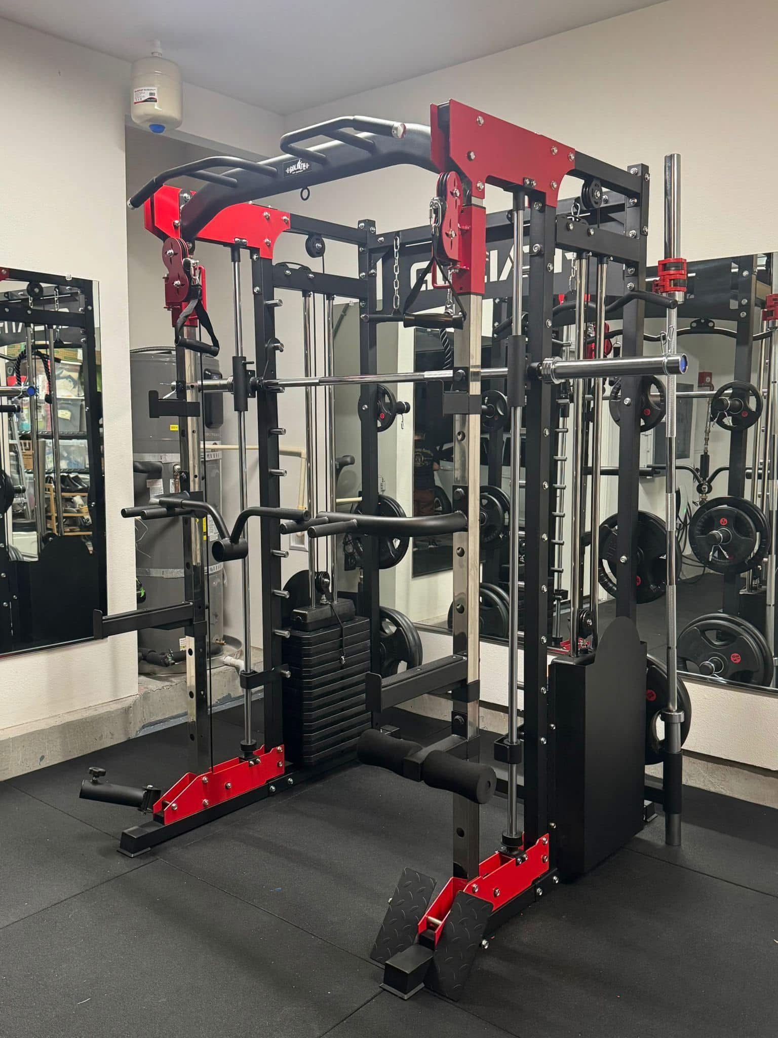 Smith Machine , Squat Rack , Bench Press , Leg Press , Pulley System Machine For Your Weights