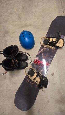 Snowboard Set – Board, Burton Bindings, Boots & Helmet