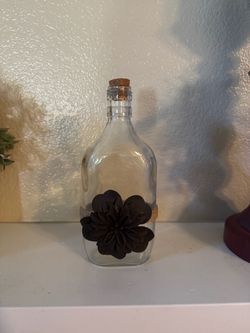 Decorative Glass Bottle with Cork and Flower