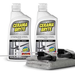 Cerama Bryte Stainless Steel Cleaner for Appliances, Streak-Free Shine and Protection for Refrigerators, Dishwashers, Ovens, and Grills, 16 Fluid Ounc
