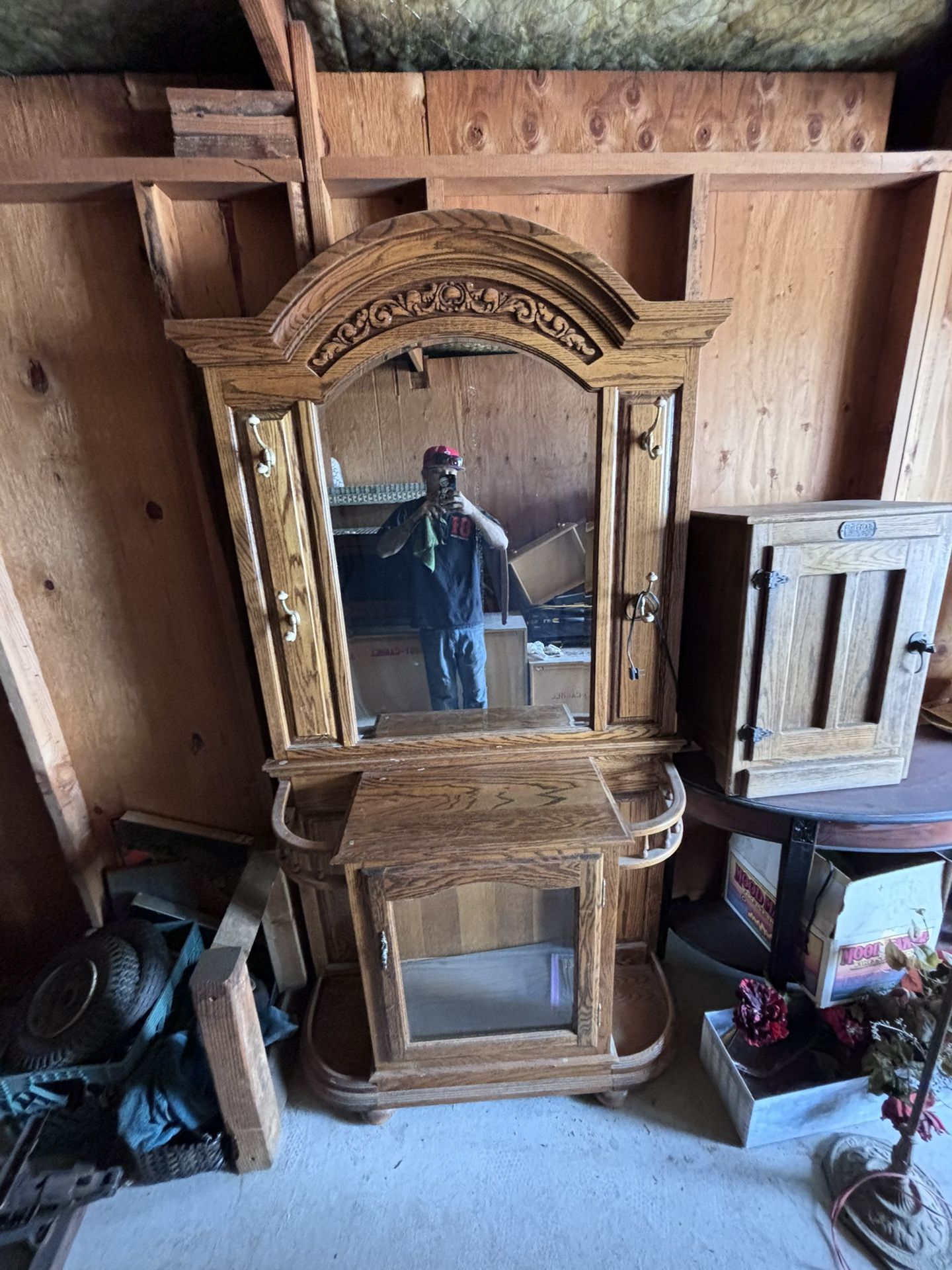 Antique Oak Hall Tree