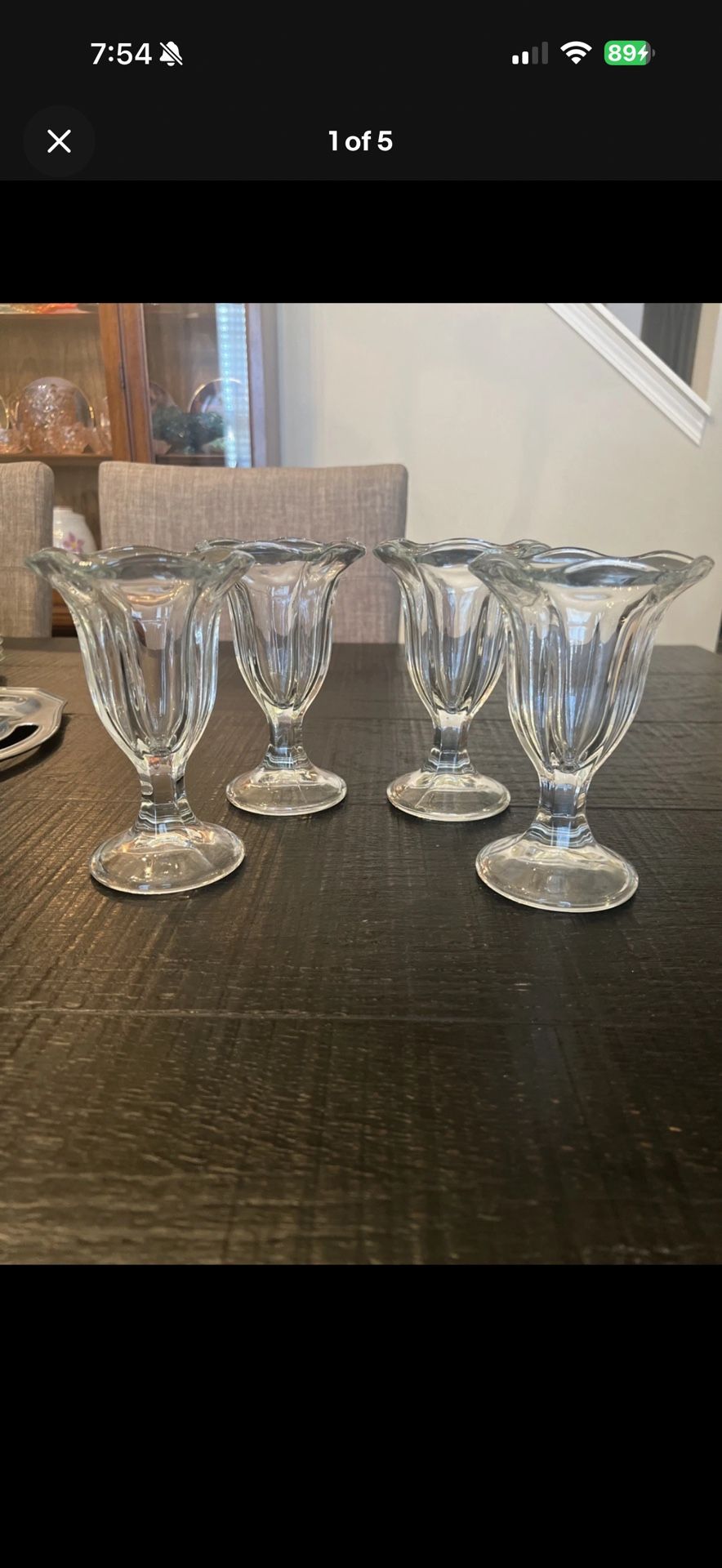 Anchor Hocking Clear Glass Tulip Sundae Glasses - Set of 4