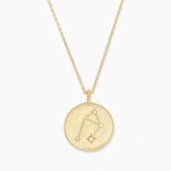 Gorjana  18k gold plated  libra  opalite  coin necklace