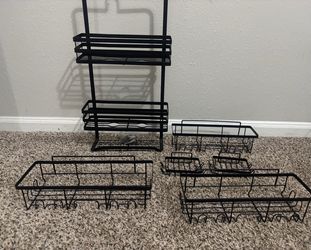 Black Metal Over-the-Door Organizer Rack bathroom items