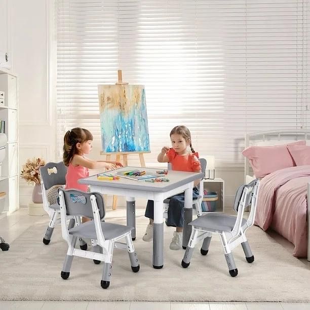 New 5 Pcs Kids Table and Chairs Set, Height Adjustable Toddler Multi-Activity Desk Set