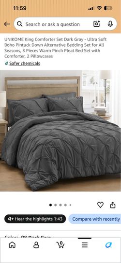 New UNIKOME Oversized King Comforter Set Dark Gray