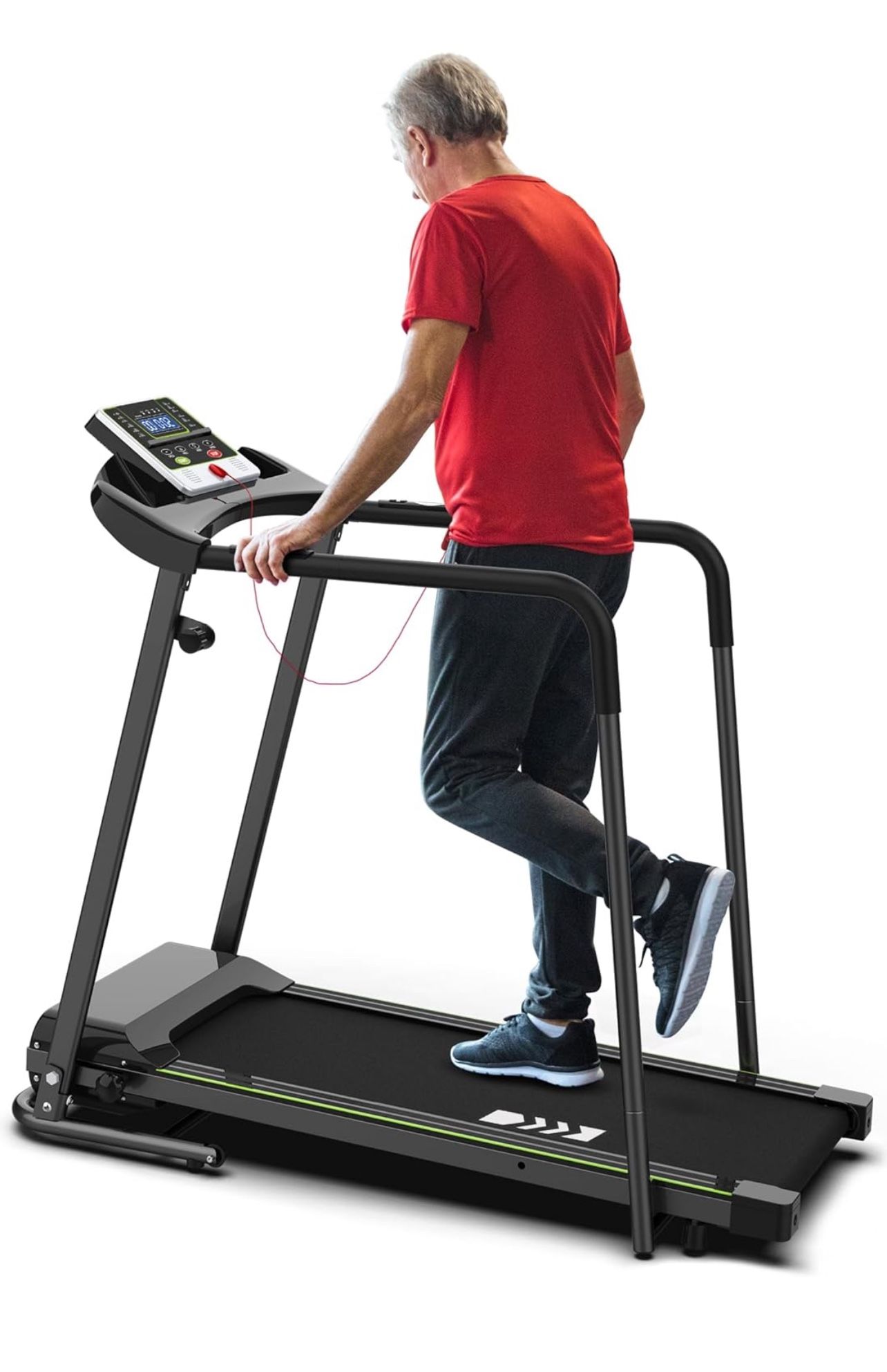 Walking Treadmill with Extended Handrail, Safety Guarantee,LCD Display,Super Stable, Fitness Exercise Machine for Home Exercise