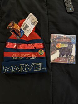 Marvel Captain Marvel Sealed Hat & Vinyl Decal 