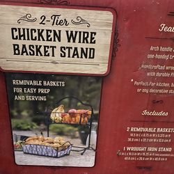 NEW 2 tier level fruit bathroom basket chicken wire stand 