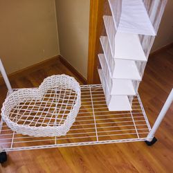 Rack on wheels and Heart shaped  Basket