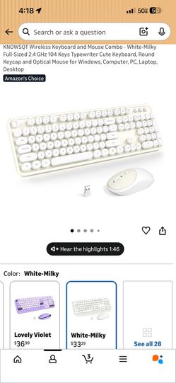 Wireless Keyboard And Mouse Round Key Cap Brand New