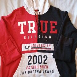 True Religion Split Act Red And Black Hoodie
