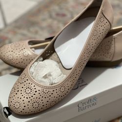 Pink Perferated “Croft & Barrow W/ “ortholite” Sole Support—Ballet Flat Great Work Shoe Fits Like 9-1/2  