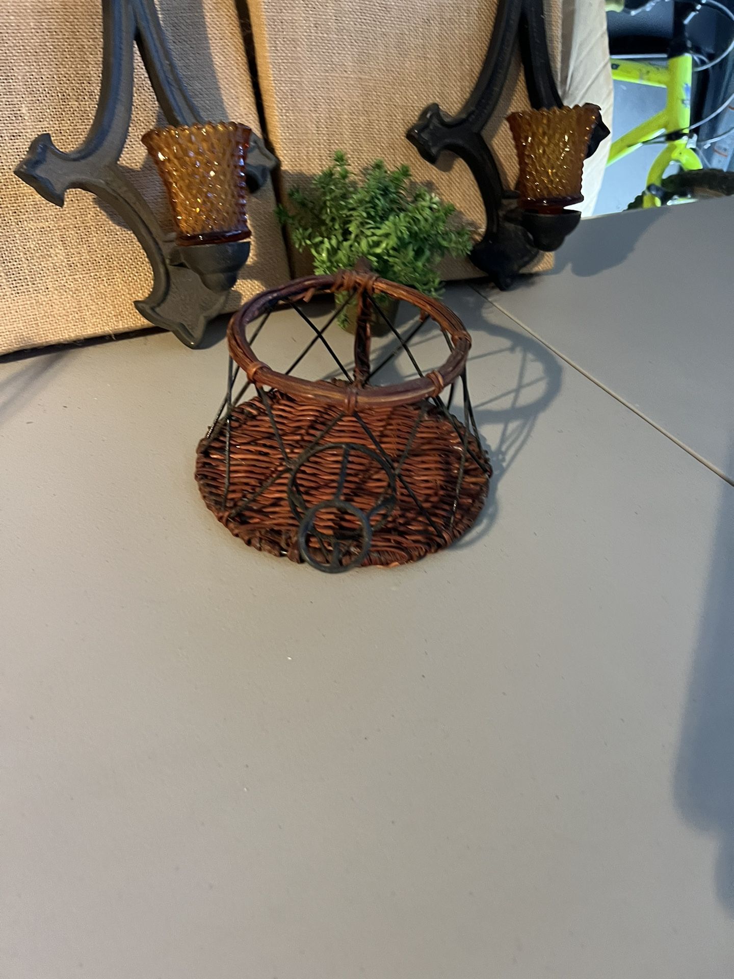 Iron and Wicker Coffee Pot