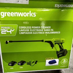 Greenworks 24V 600 PSI (0.8 GPM) Cordless Power Cleaner with (2) 2Ah Batteries, Charger, & Wash Glove