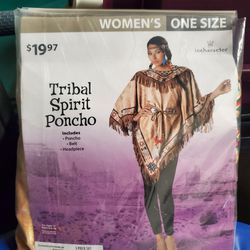 Women's Halloween Costumes - Native Tribe Poncho & Flirty Black Corset 