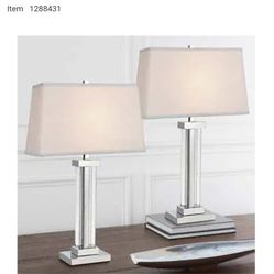 Kate Polished Chrome Crystal Panel Table Lamp, 2-pack $50