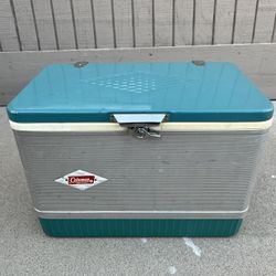 Vintage Coleman Snow Lite Cooler Mid Century Aluminum Turquoise