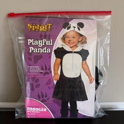 Spirit Halloween Playful Panda Toddler Girls 2T-3T Costume Dress Hood Zipper