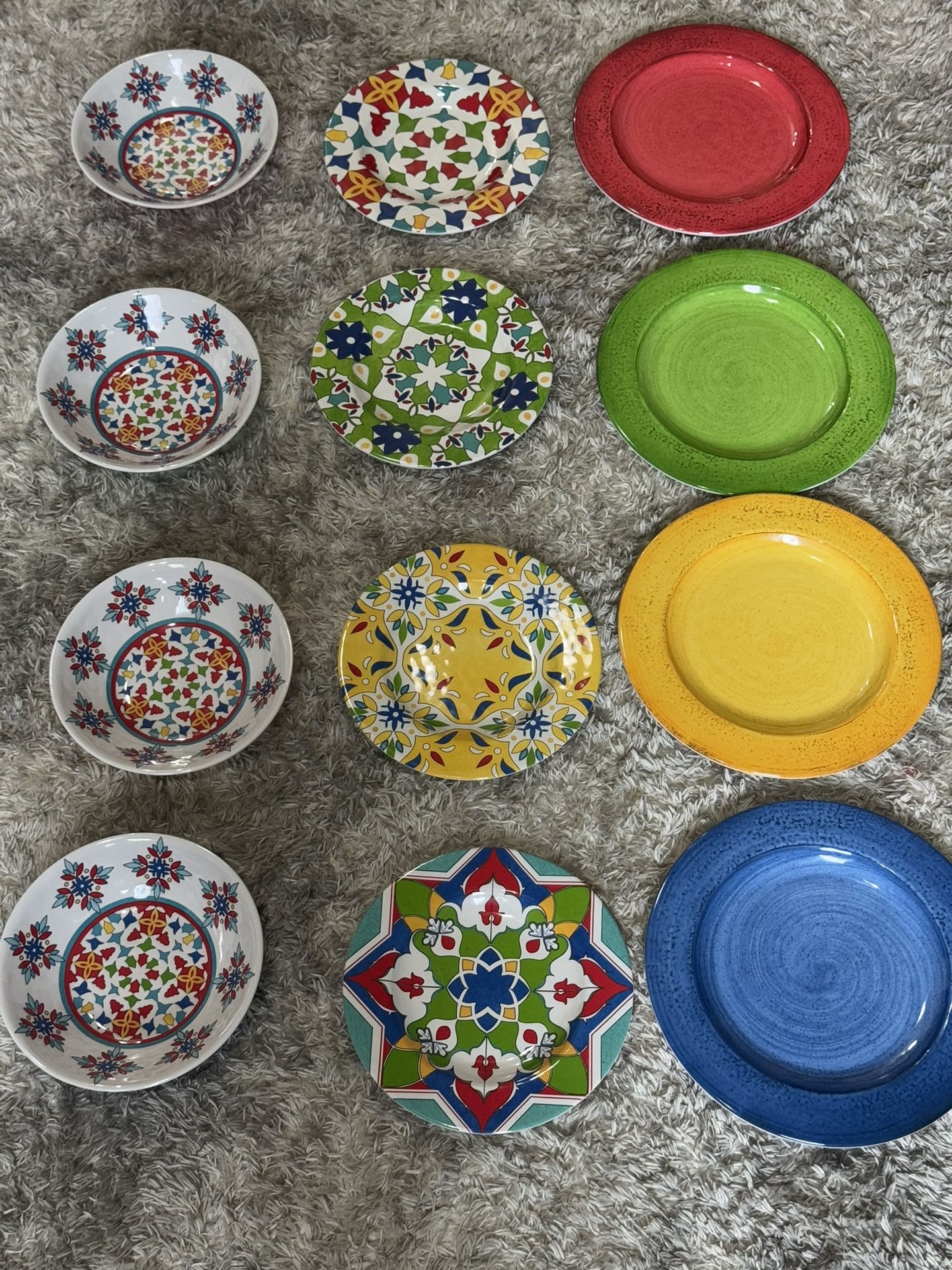 Set of 12 Melamine 9" Plates Dessert Salad Soup Appetizers Pool Party Colorful Sturdy