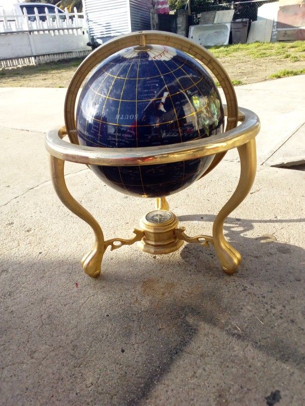Quality Globe Navy And Gold In Color With Compass At Bottom
