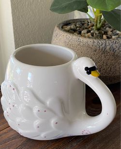 Ceramic Swan Mug with Floral Pattern