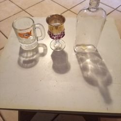 Vintage Bottle With Cork,Crown King Decorative Glass Goblet 