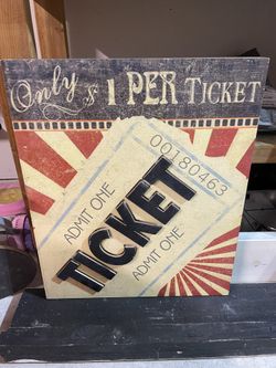Vintage Wooden Carnival Ticket Art Work