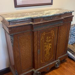 Tall Antique Cabinet With Marble Top